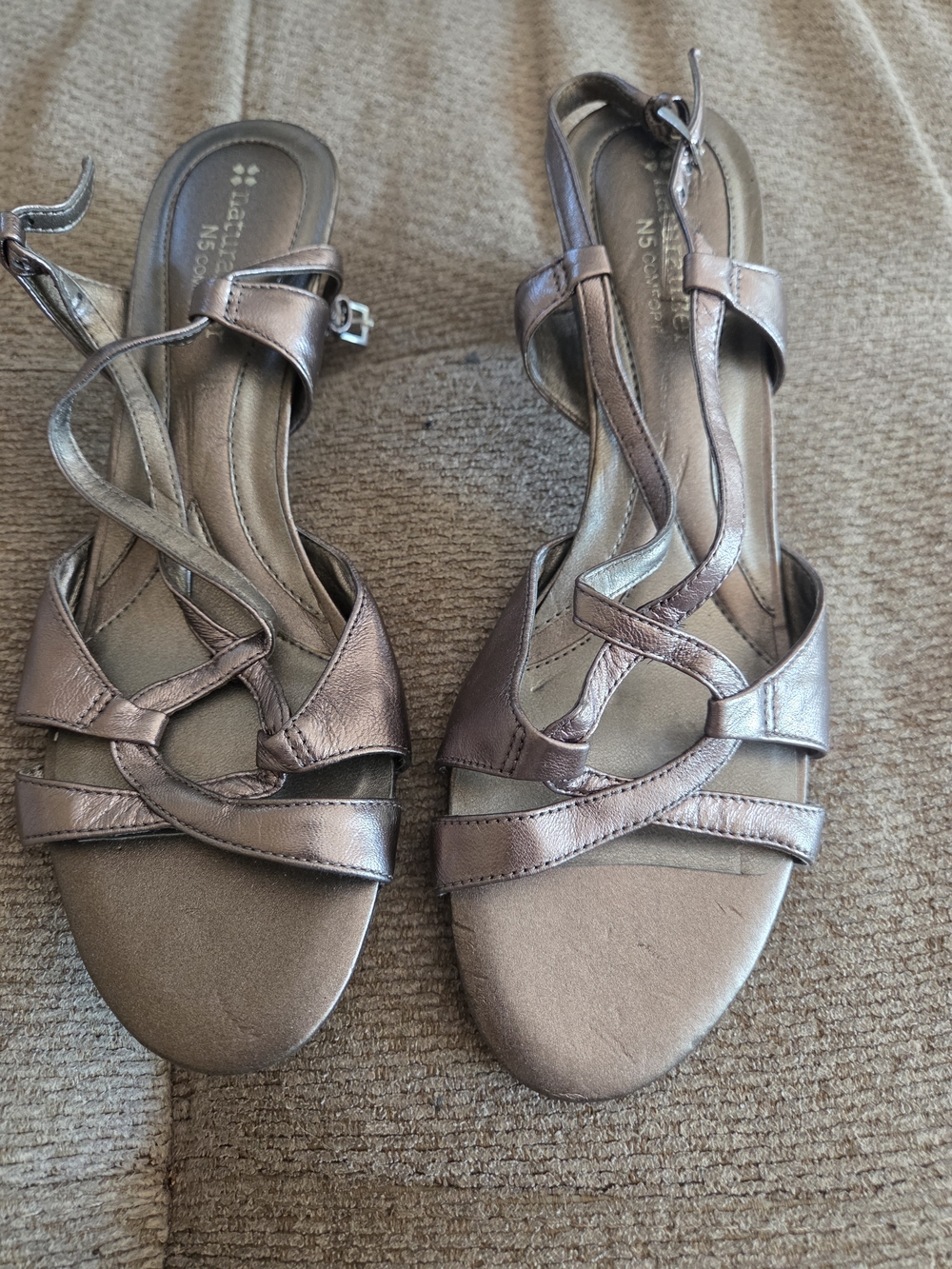 Metallic Bronze Strappy Women's Sandals